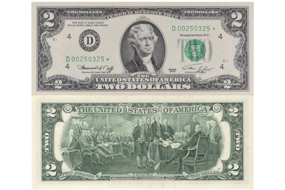 La serie del billete de US$2 impresos a partir de 1976 pueden tener un precio elevado en el mercado de coleccionistas debido a sus características