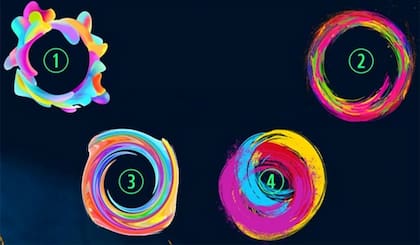 La siguiente prueba ofrece una selección de 4 imágenes, compuestas por una combinación de diferentes colores y elementos