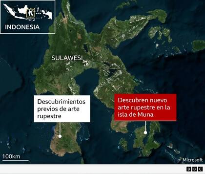 La silueta de una mano pintada en negativo en la pared de una cueva en la isla indonesa de Sulawesi es la pintura rupestre más antigua que se conoce en el mundo