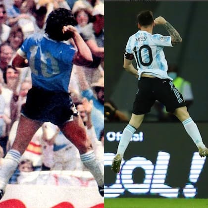 La similitud entre el festejo del Diego y de Leo Messi