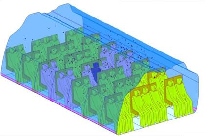 La simulación muestra cómo las pequeñas gotas invisibles de una sola tos pueden fluir a través de la cabina de un avión de pasajeros Boeing 767.