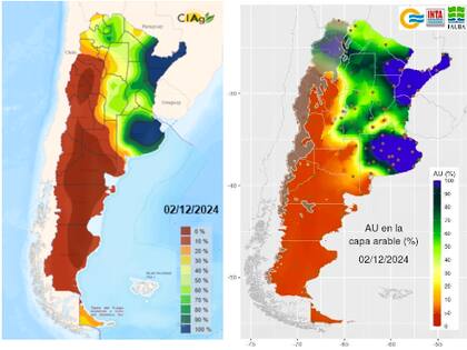 La situación de humedad en los suelos al 2 del actual