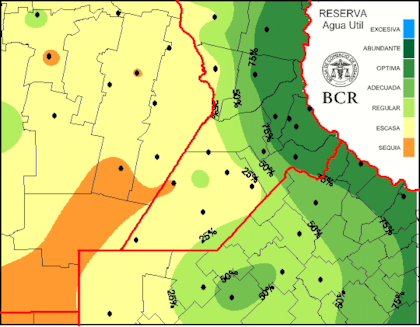 La situación de la reserva de agua útil en la zona núcleo