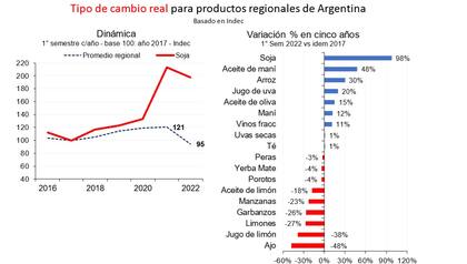 La situación del tipo de cambio real por producto
