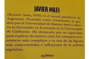 Publican en España un libro de Javier Milei con datos académicos falsos en la solapa