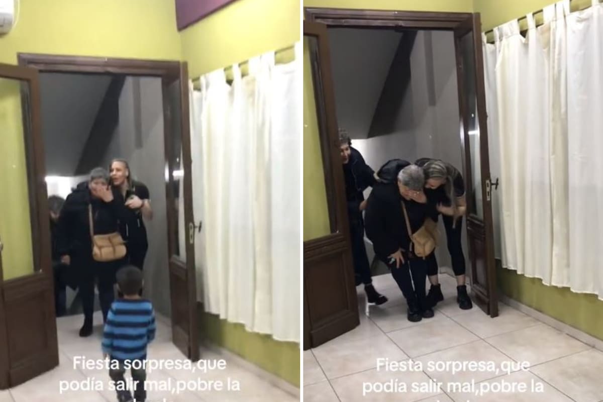 La sorpresa para la abuela fue demasiada emoción