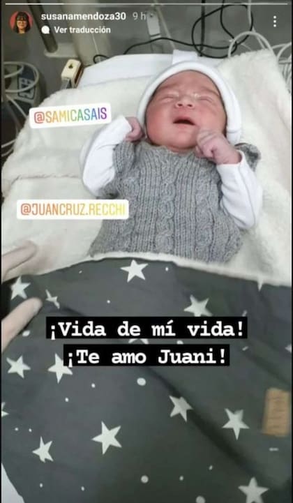 La story de Instagram con la que Juan Ignacio, el hijo de Samanta Casais fue presentado en las redes sociales