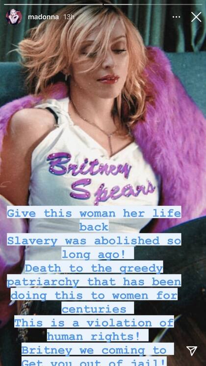 La story de Madonna en apoyo a Britney Spears
