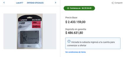 La subasta de la AFIP y la Aduana del 4 de julio también incluye discos rígidos y sólidos