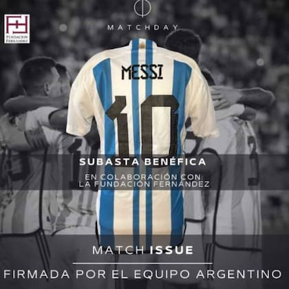 La subasta de la camiseta de la selección de Lionel Messi firmada por todos los jugadores se realiza online a través de la plataforma especializada en estas operaciones MatchDay