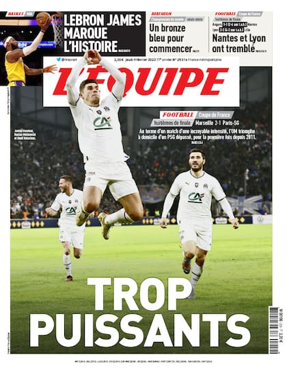 La tapa de este jueves del diario L'Equipe