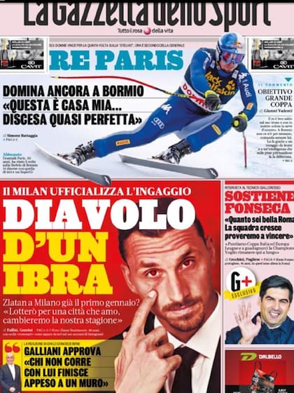 La tapa de La Gazzetta dello Sport