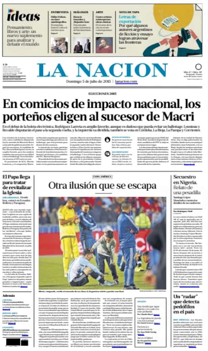 La tapa de LA NACION original del día siguiente a la final