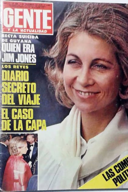 La tapa de la revista Gente registraba el viaje de la reina a Buenos Aires en 1978 y también el caso de la desaparición de su capa
