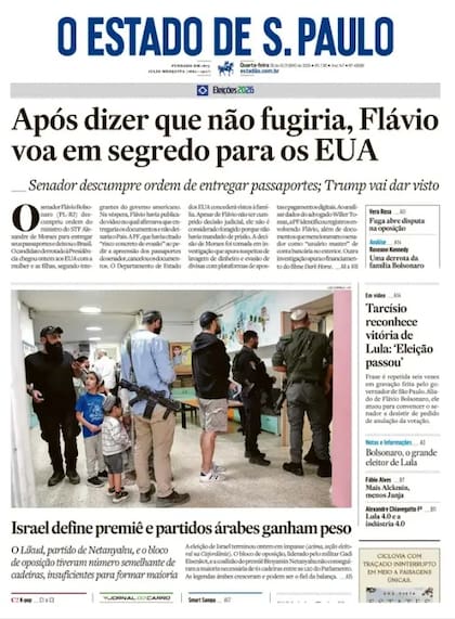 La tapa de O Estado de S.Paulo