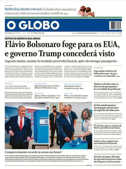 La tapa de O Globo de este miércoles 28 de octubre