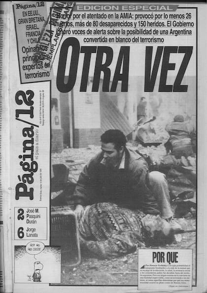 La tapa de Página/12 del 19 de julio de 1994