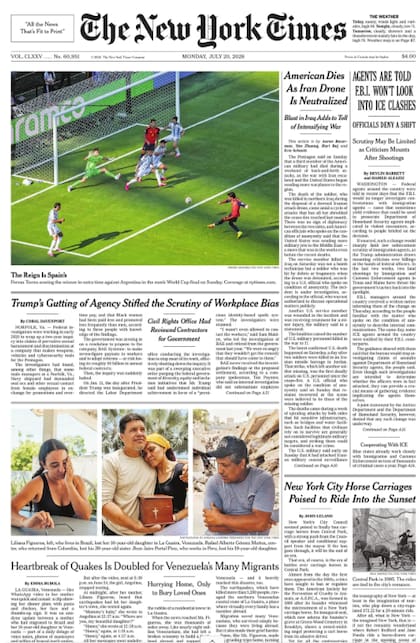 La tapa de The New York Times