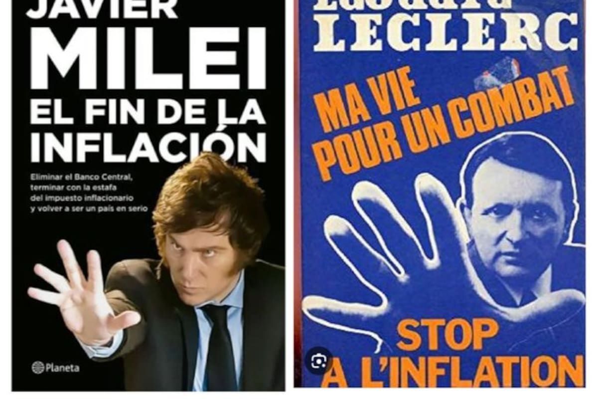 La tapa de uno de los libros de Javier Milei se asemeja a la del que publicó un empresario francés en los años 1970