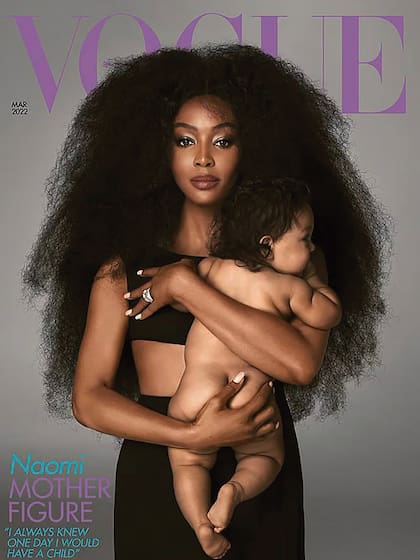 La tapa de Vogue en la que presentó en marzo de 2022 a su hija. Un año después fue mamá de un varón. Ambos nacieron por gestación
subrogada.