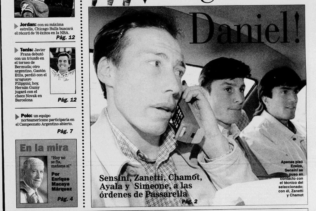 La tapa del 16 de abril de 1996, la primera del suplemento de Deportes de LA NACION que empezó a salir todos los días