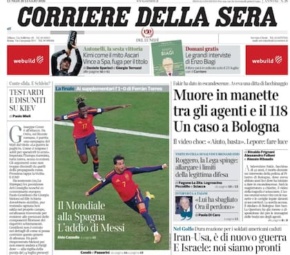 La tapa del Corriere della Sera