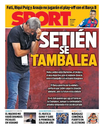 La tapa del diario catalán Sport de este sábado