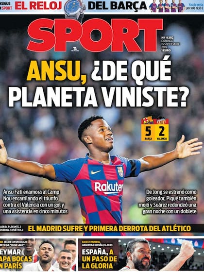 La tapa del diario deportivo Sport.