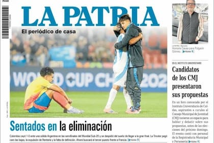 La tapa del diario La Patria, de Manizales (Colombia), en donde queda reflejada la frustración del equipo cafetero en el Mundial Sub 20
