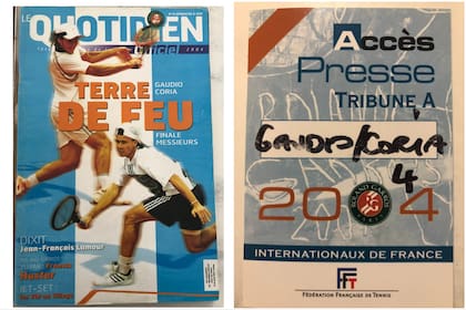 La tapa del Quotidien, el programa diario del torneo, dedicado a los argentinos; el pase de prensa de LA NACION para la final en el Chatrier