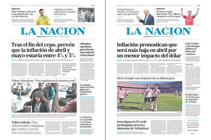 La tapa que cuestionó Milei, del 16 de abril, y la que omitió, del 28 de abril