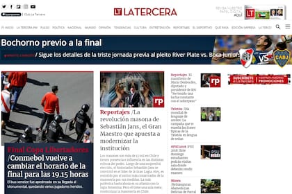 La Tercera de Chile destaca el "bochorno" previo a la final entre River y Boca