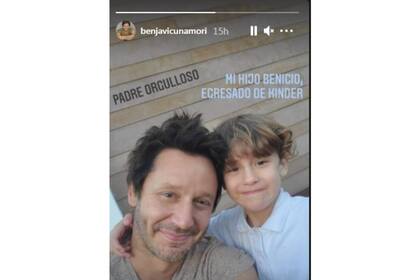 La tierna dedicatoria de Benjamín Vicuña a su hijo Benicio por finalizar el jardín. Imagen: Instagram