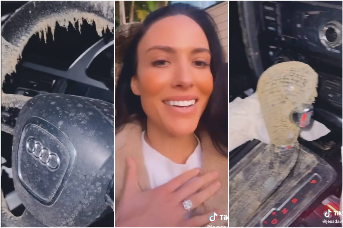 La tiktoker mostró la desagradable sorpresa que se llevó cuando fue a ver su auto (Captura de video)