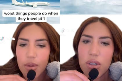 La tiktoker utilizó varios videos para opinar sobre las actitudes más odiosas a la hora de viajar en avión