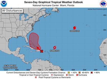 La tormenta tropical Humberto se moverá hacia el noroeste a 10 mph (16 km/h), con pronóstico de convertirse en huracán el viernes por la noche