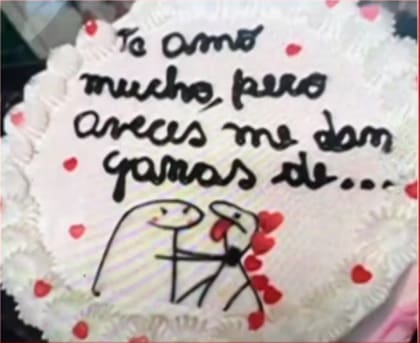 La torta de cumpleaños con un mensaje macabro que Leonardo Giménez le regaló a su pareja, poco antes de matarla