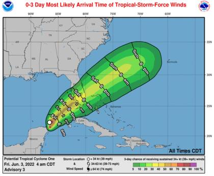 La trayectoria de los remanentes de Agatha que amenazan a Florida