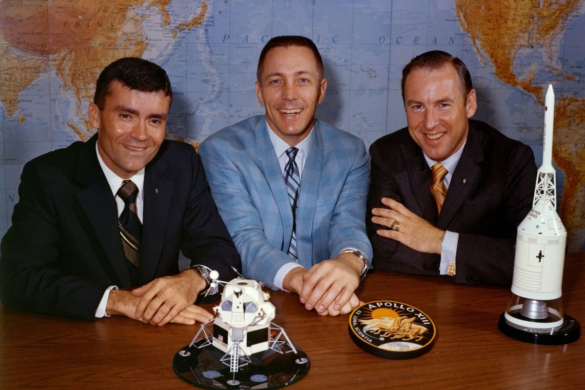 La tripulación del Apolo 13: Fred Haise, Jack Swigert y James Lovell
