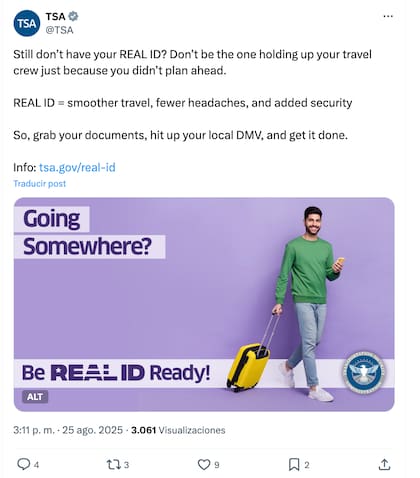 La TSA pidió a los pasajeros tramitar la Real ID para acelar el flujo
