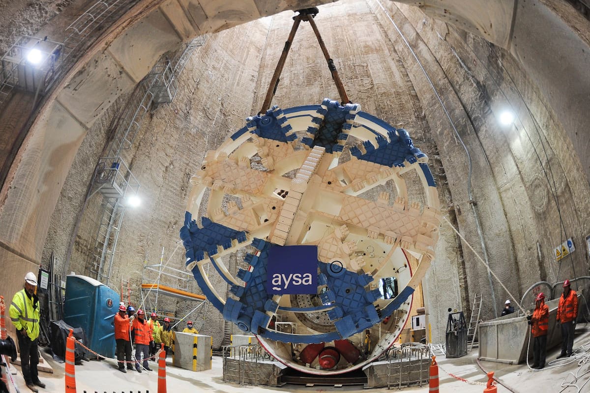 La tuneladora de la obra Sistema Matanza-Riachuelo de la empresa AYSA, que cavó un túnel de 12 kilómetros