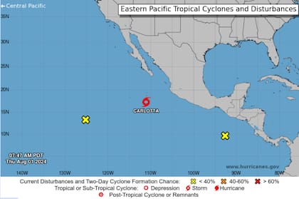 La ubicación actual de la tormenta tropical Carlotta