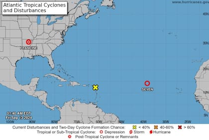 La ubicación actual del ciclón post-tropical Francine