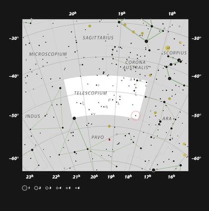 La ubicación de HR 6819 en la constelación de Telescopium