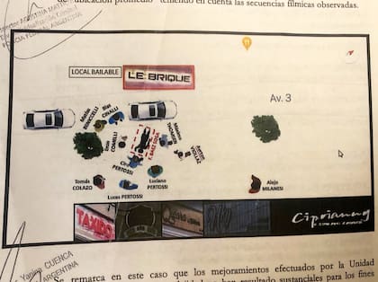 La ubicación de los sospechosos y dos amigos en la escena del ataque a Fernando Báez Sosa