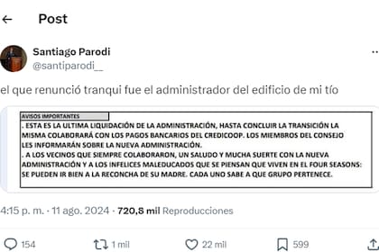 La última e inusual liquidación de un administrador de un edificio que se hizo viral