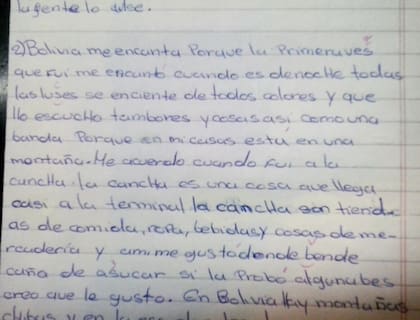 La última parte de la evaluación que entrego la alumna