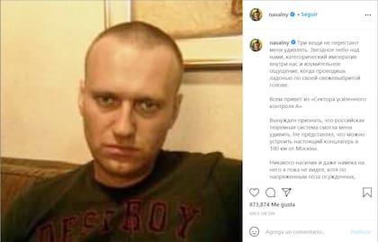 La última publicación en Instagram de Navalny desde la cárcel