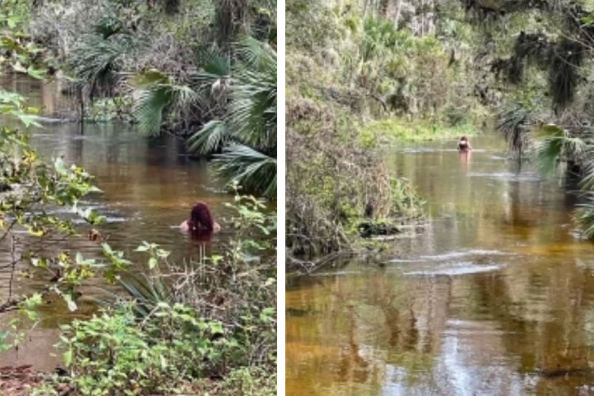 La última vez que fue vista estaba nadando en el río, rodeada de caimanes