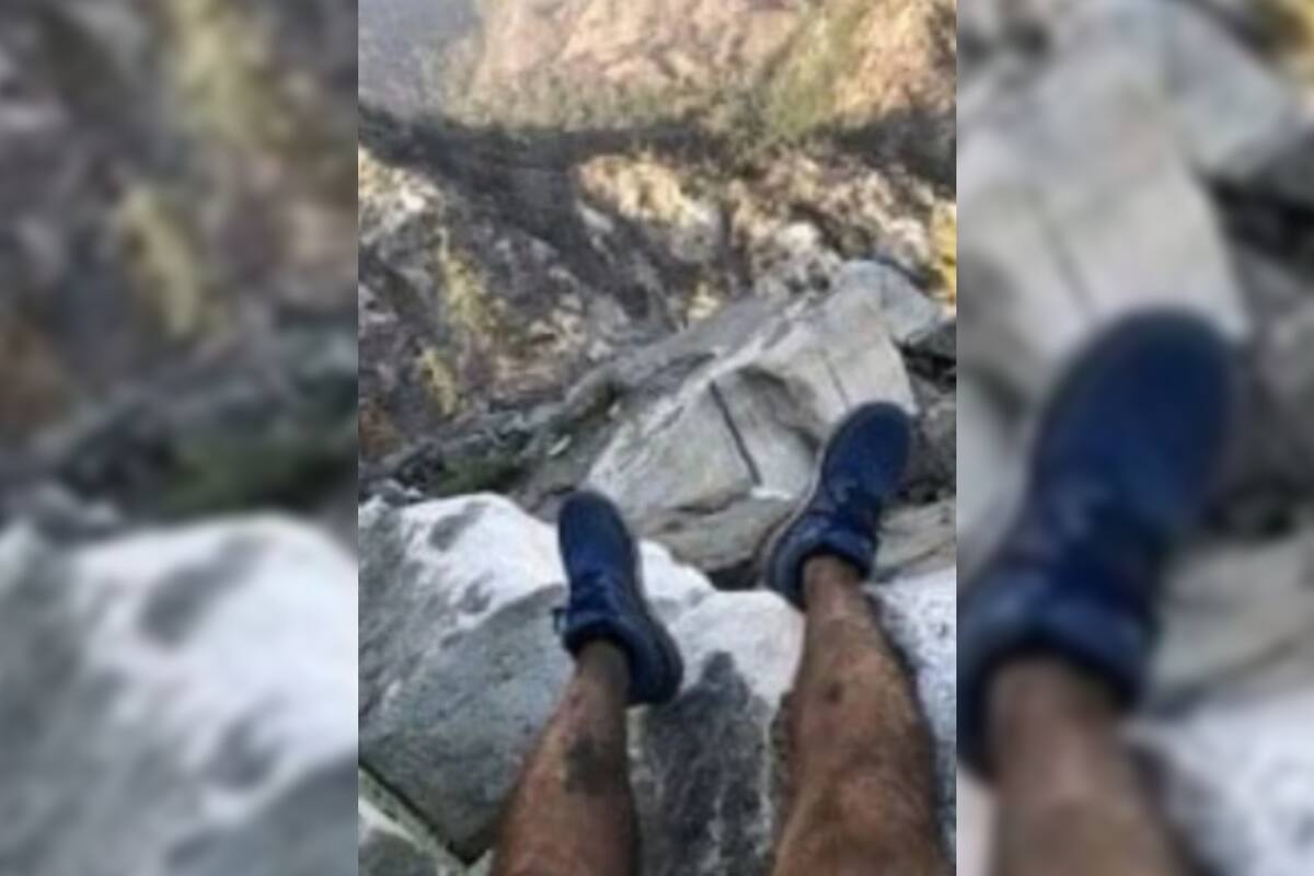 La única foto que el excursionista logró enviar antes de quedarse sin batería en el celular